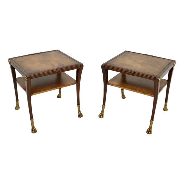 Regency Leather Top Side Tables, 1950s, Set of 2 For Sale