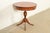 English Baker Furniture Style Georgian Carved Walnut Pedestal Drum Side Table or Tea Table, Circa 1960s For Sale - Image 3 of 13
