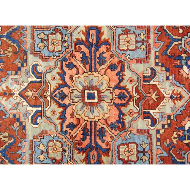 1910s Antique Persian Heriz Oriental Rug, Room Size, W/ Central Medallion For Sale - Image 5 of 5