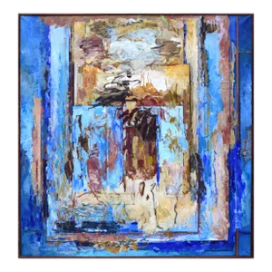 Large Vintage Abstract Expressionist Oil Painting on Canvas by Kerstetter