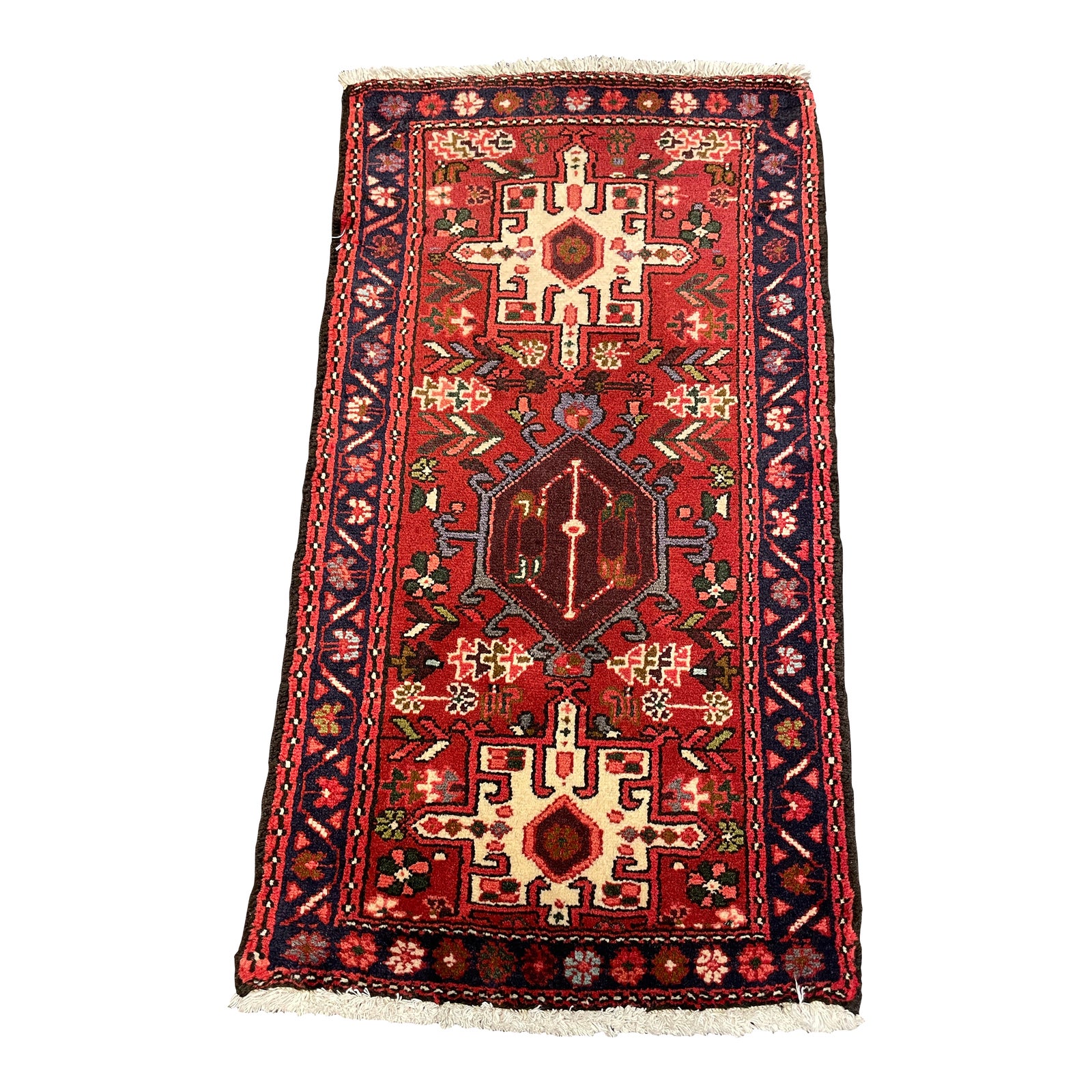 1990s Handwoven Persian Karajeh Area Rug 1'9