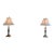 Neoclassical Cast Metal Table Lamp Pair With Stiffel Shades For Sale