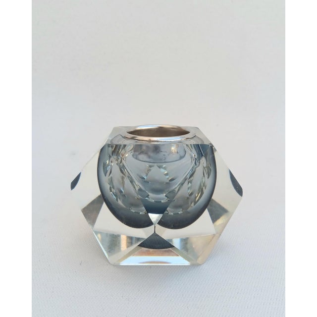 Italian Murano Faceted Sommerso Smoked Glass Candleholder, 1970s For Sale - Image 4 of 6