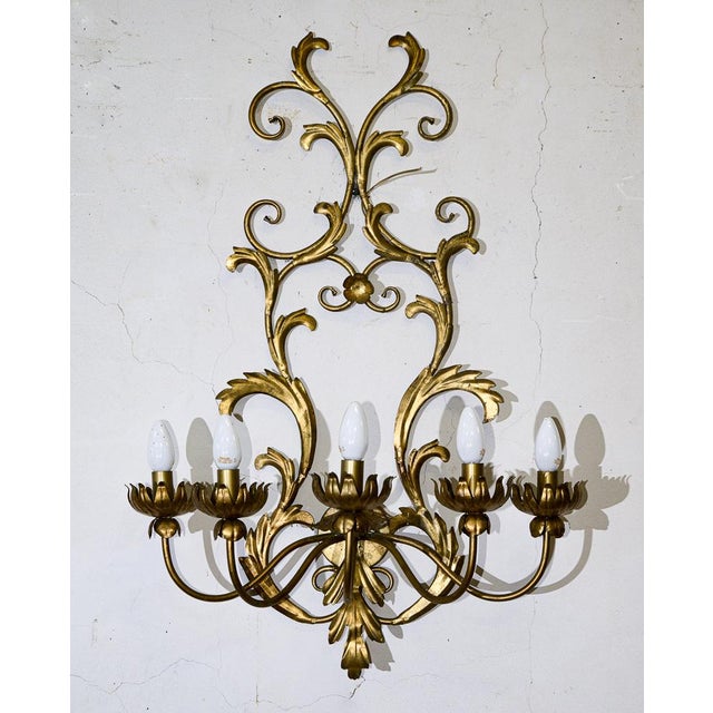 5-Light Wall Lamp in Golden Brown Iron For Sale - Image 11 of 12