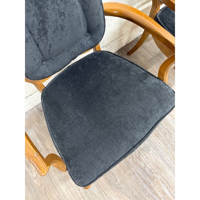 Vintage French Provincial Style Tufted Black Velvet Armchairs - Pair For Sale In Kansas City - Image 6 of 14
