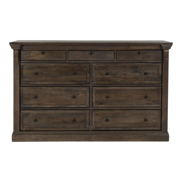 Walnut Stain Large Wood Dresser For Sale