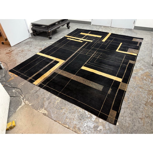 9ft 1in × 11ft 10in Stark Carpet Wool + Silk Area Rug For Sale - Image 4 of 12