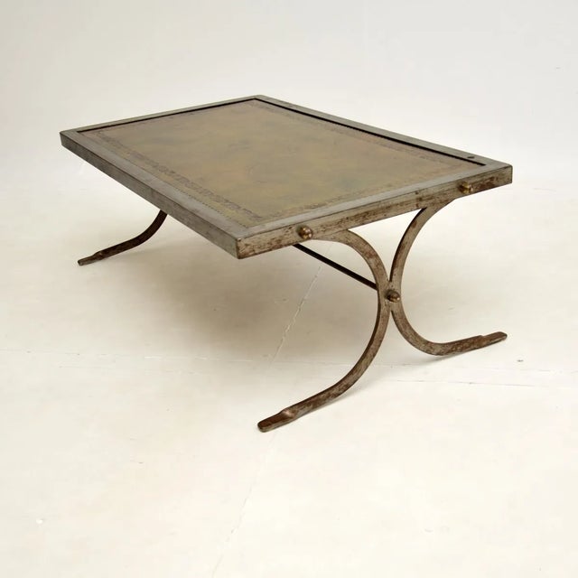 1960s French Steel and Leather Coffee Table, 1960s For Sale - Image 5 of 10