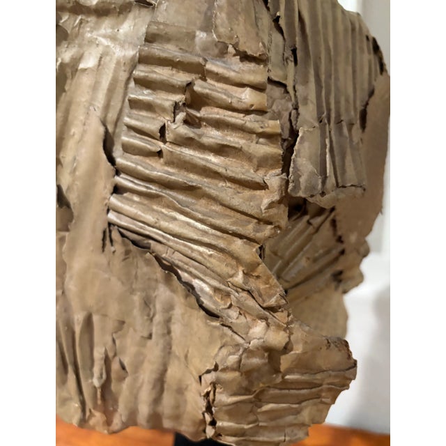 Vintage Hand-Made Paper Construction Sculpture of a Female Head by Artist Betty Klavun, 21.5” High For Sale - Image 6 of 10