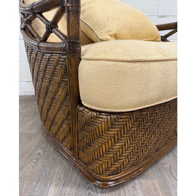 Mid 20th Century Lexington Tommy Bahama Bali Hai Collection Diamond Cove Rattan Swivel Chair For Sale - Image 5 of 10
