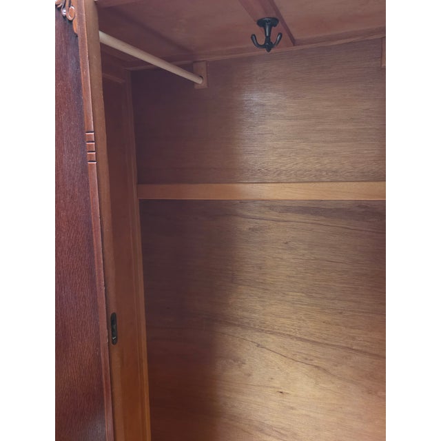 Wood Antique Art Deco Armoire Oak For Sale - Image 7 of 7