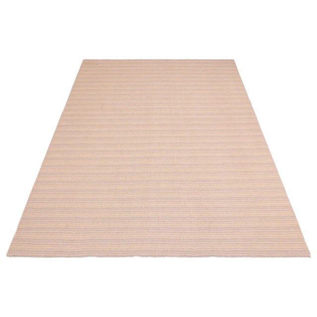 Shabby Chic Early 21st Century Shabby Chic Kilim Tan Gray Wool Rug For Sale - Image 3 of 8