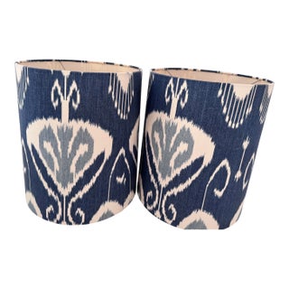 Modern Custom Ikat Lampshades - a Pair For Sale