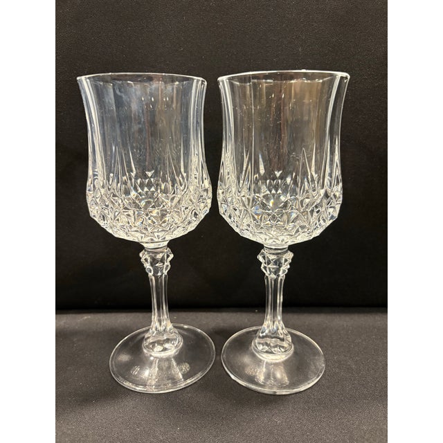 Transparent Late Twentieth Century Cristal D’Arques Lead Crystal Pitcher and Four Wine Glasses in the Longchamp Pattern For Sale - Image 8 of 10