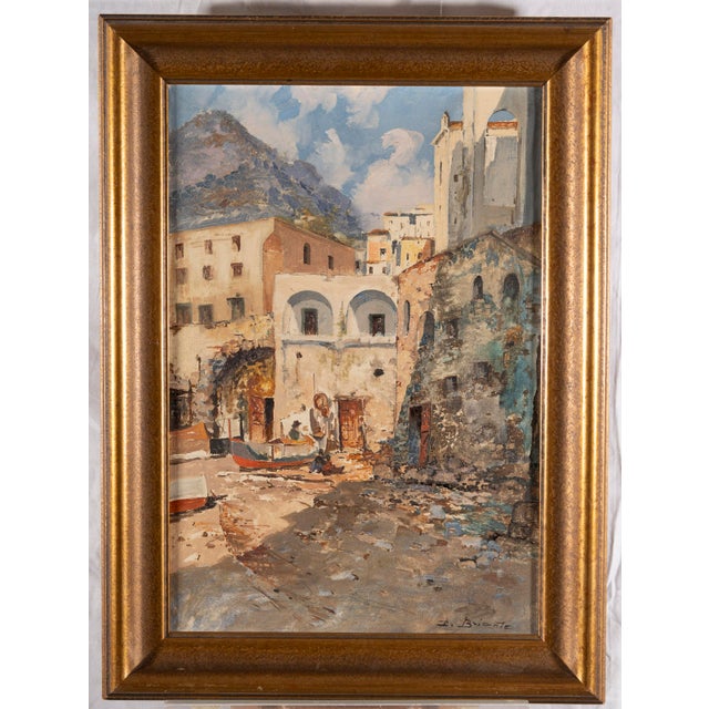 Ezelino Briante, Alley in Capri, 1920s, Oil on Canvas For Sale - Image 13 of 18