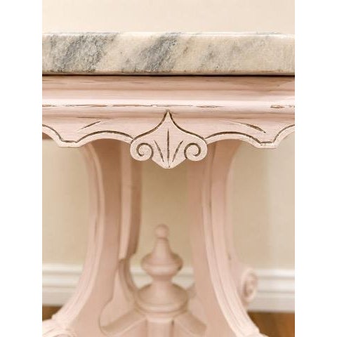 Late 20th Century French Provincial Style Pedestal Side Table With Stone Top For Sale - Image 4 of 6