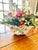 Charming Vintage Hand Painted Scalloped Italian approx 15”x7” oblong Ceramic Bowl enhanced with New Faux Floral SilkType...