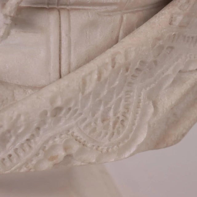 Bust of a Woman in White Carrara Marble, Italy, 19th Century For Sale - Image 9 of 12