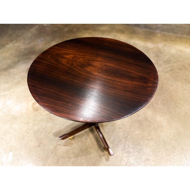 Round Side Table in Brazilian Rosewood With Brass Feet, Brazil, 1950s For Sale - Image 10 of 13