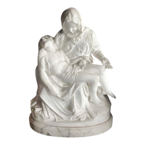 Mid-20th Italian White Marble Sculpture 'Madonna Della Pietà' After Michelangelo