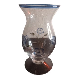 Marked Lenox Clear Glass Etched Decorative Vase For Sale