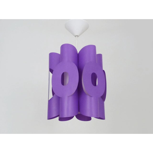 Vintage 6-Sided Pendant Light in Purple and White Plastic, 1970s For Sale - Image 3 of 9