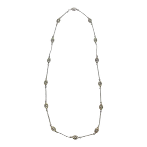 John Hardy Sterling Silver Yellow Gold Dot Jaisalmer Oval Station Necklace