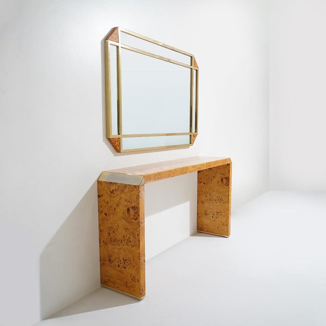 A refined console table with mirror designed by Mario Falcone for Fratelli Turri in the 1970s, a perfect expression of the...