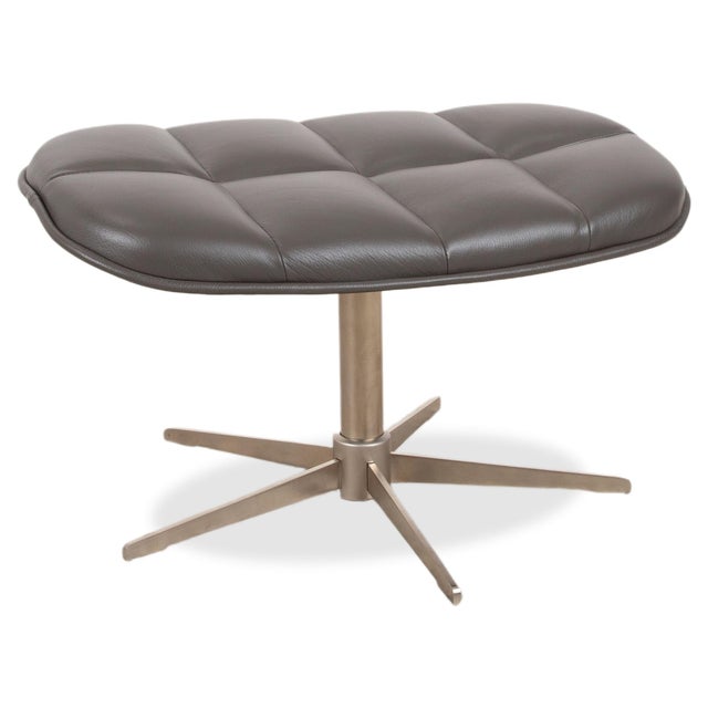 Boston Leather Armchair with Ottoman in Grey Brown Taupe Estoril Semi Aniline Leather 0959 with Manual Swivel and Rocking Function from Boconcept For Sale - Image 16 of 18