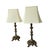 Mid 20th Century Mid Century Gilt Metal Footed Baroque Style Lamps and Shades - A Pair For Sale - Image 5 of 10