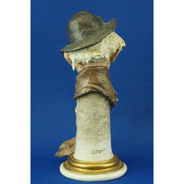 1950s 20th Century Ironic Bust of an Elderly Man with a Pipe by Giuseppe Cappè for Capodimonte, Italy, 1950s For Sale - Image 5 of 18