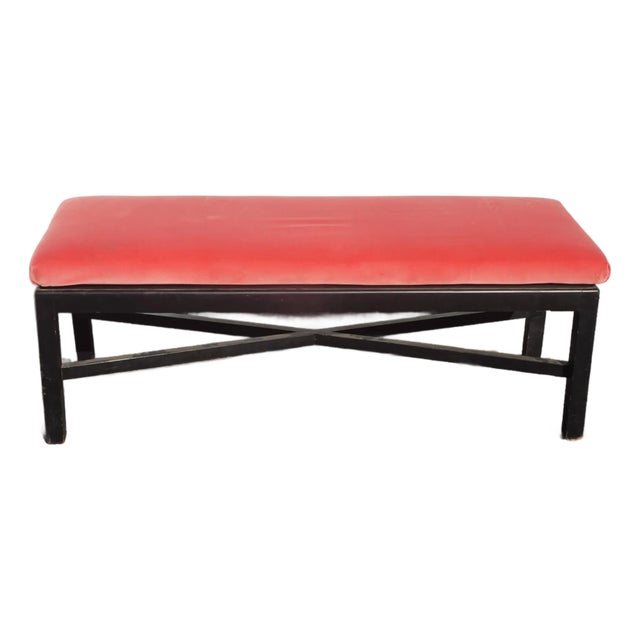 Vintage Modern Coral Velvet Long Bed Side Bench For Sale