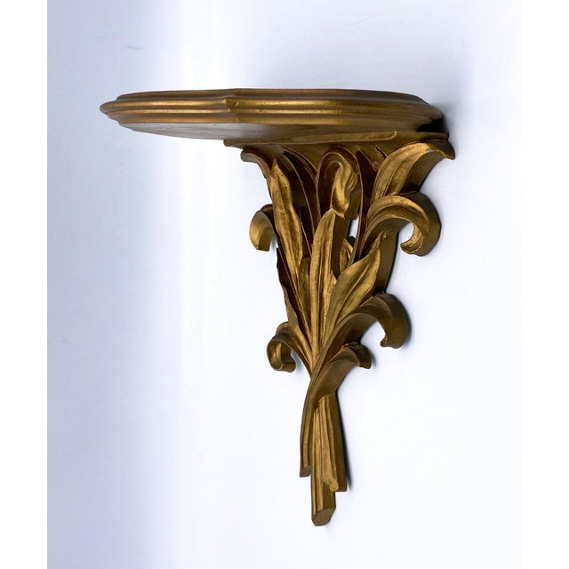 20th Century Hollywood Regency Gold Gilt Wood Wall Brackets Shelves A Pair Chairish