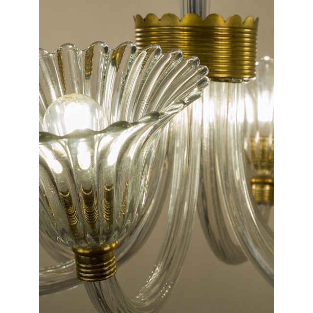 Mid-Century Murano Glass 6-Light Chandelier attributed to Barovier & Toso, 1930s For Sale - Image 11 of 13