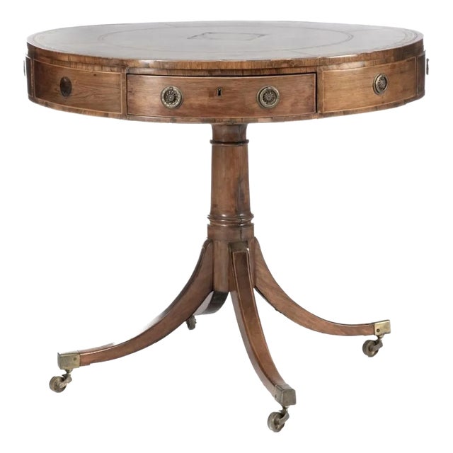 19th Century English Regency Mahogany Drum Table For Sale