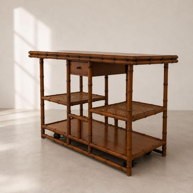 Italian Wood and Vienna Straw Sideboard with Extensions, 1970s For Sale - Image 3 of 9