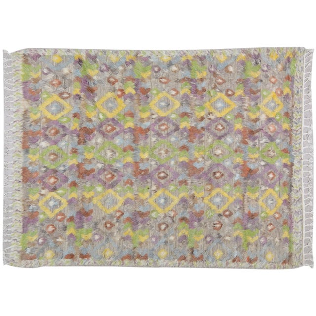 Textile 1990s Moroccan Hand Knotted Azilal Rug With Soft Texture,6'X8'5" For Sale - Image 7 of 7