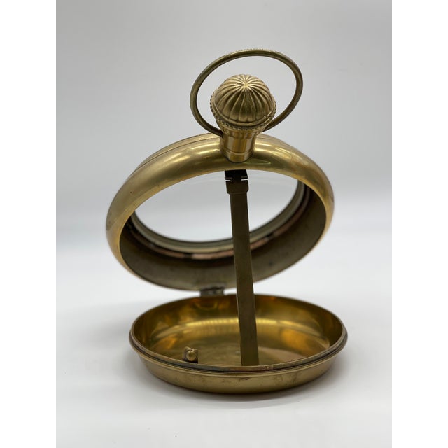 Metal Mid 20th Century Vintage Heavy Brass Table Top Pocket Watch Frame For Sale - Image 7 of 9