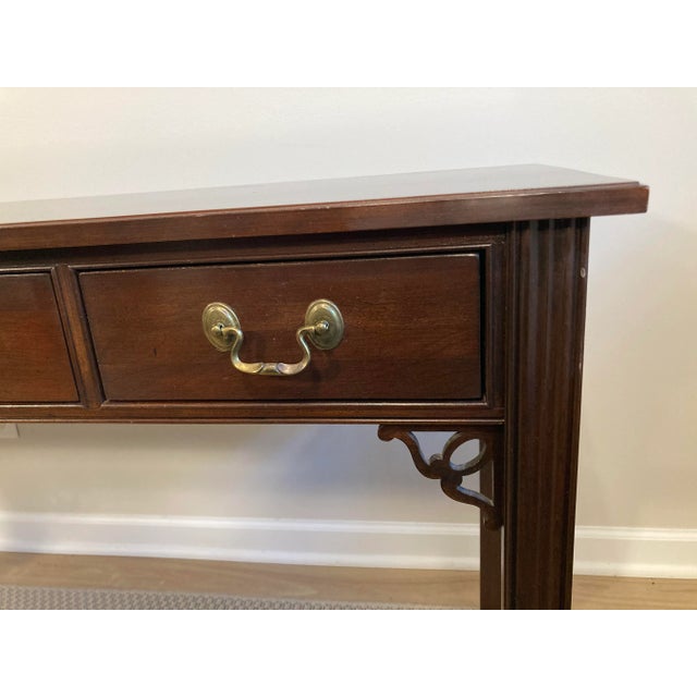 Ethan Allen Late 20th Century Traditional Georgian Chippendale Style Ethan Allen Console Table For Sale - Image 4 of 11