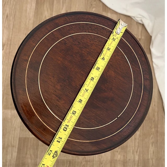 Vintage Plant Stand Round Tall Table With Shelf Chippendale Style Solid Mahogany For Sale - Image 10 of 11