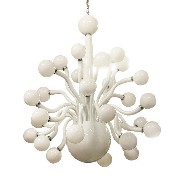 Statement Milky-White Pop Murano Glass Chandelier by Simoeng For Sale