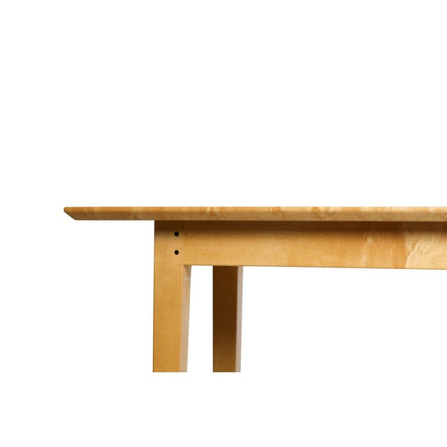 Wood Late 20th Century Signed Custom Bird’s-Eye Maple Console Table With Ebony Exposed Joinery For Sale - Image 7 of 11