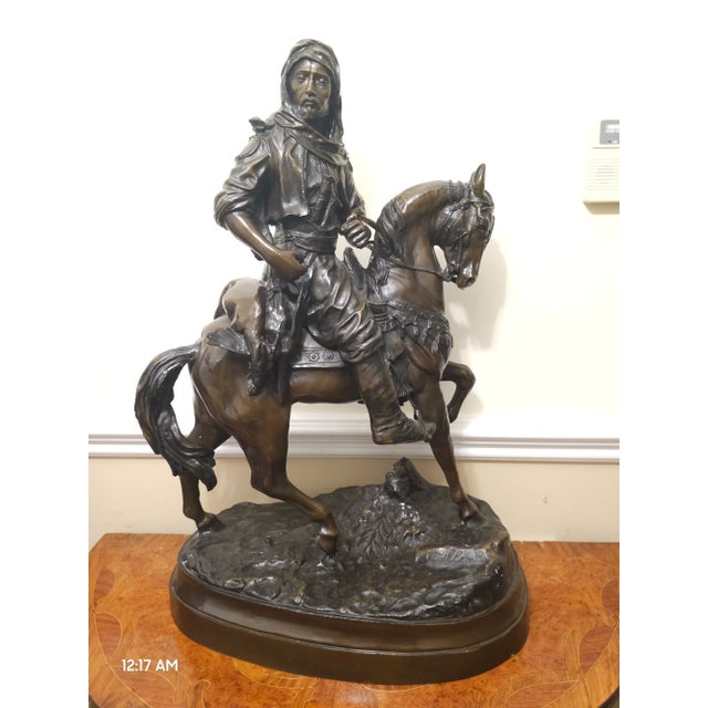After Alfred Barye (19th C. ) and Emile Guillemin, Cavalier Arabe Revenant De La Chasse For Sale - Image 10 of 12