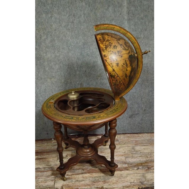 Globe Bar on Turned Wooden Base For Sale - Image 4 of 10