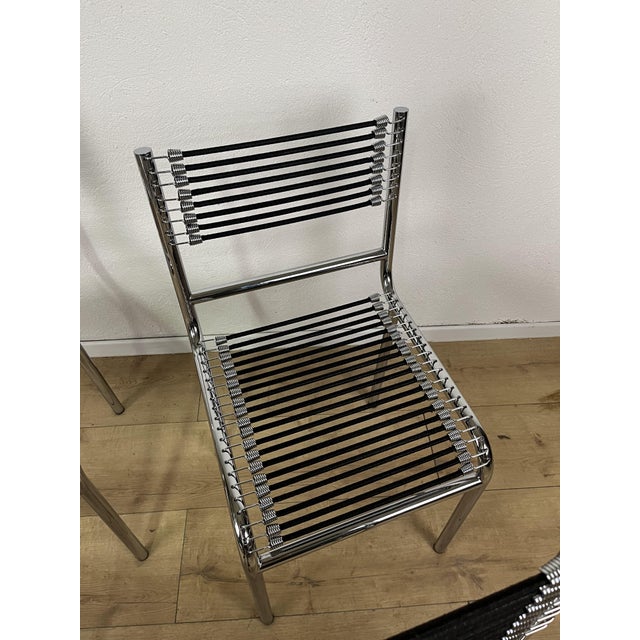 1980s Vintage Sandows 101 Steel Chairs by René Herbst for Pallucco, 1980s, Set of 4 For Sale - Image 5 of 9
