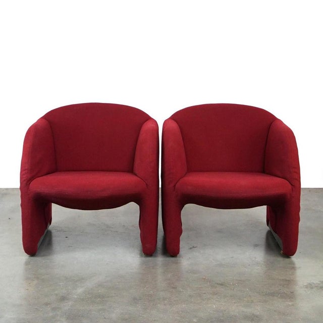 Set of Vintage Red Fabric Armchairs Model Ben from Artifort For Sale - Image 14 of 14