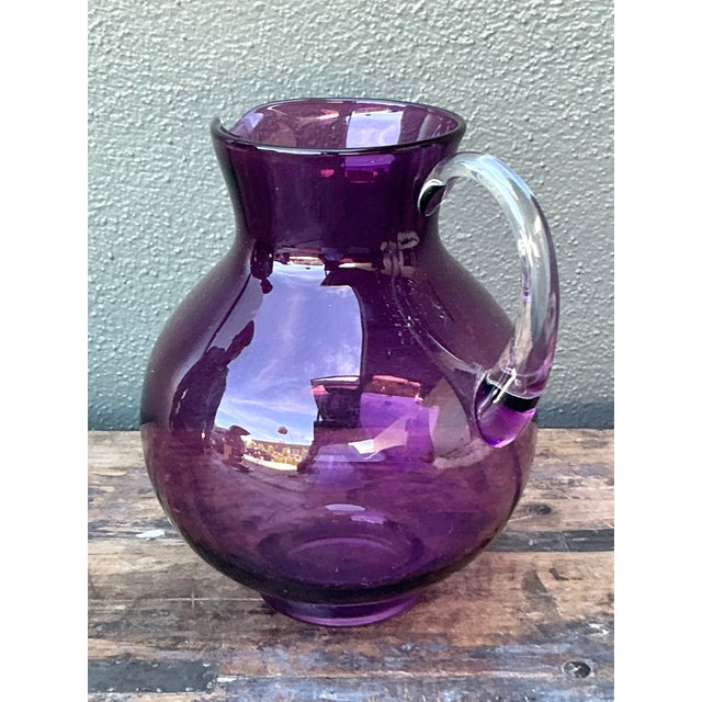 Vintage Boho Blown Glass Pitcher For Sale In West Palm - Image 6 of 10