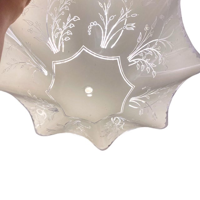 White 1950’s Ruffled Glass Semi Flush Shade For Sale - Image 8 of 9