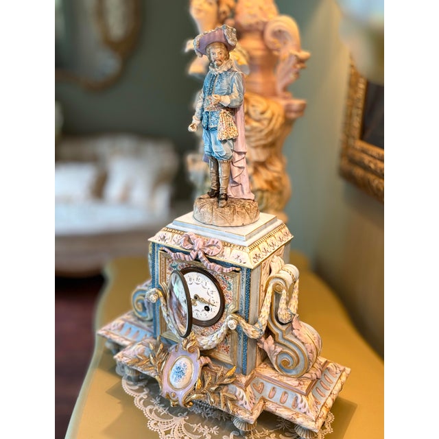 Rococo Late 19th Century Rococo Revival Mantel Clock For Sale - Image 3 of 7
