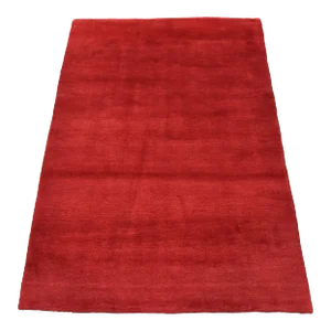 Solid Red Rug 4′ X 5’8” Wool Contemporary Hand-Knotted Carpet